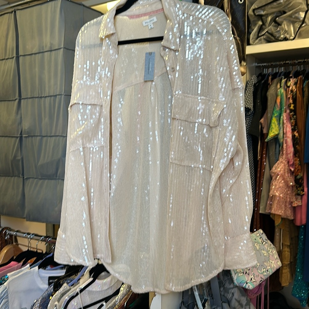 NWT Pilcro Anthropologie sequin top